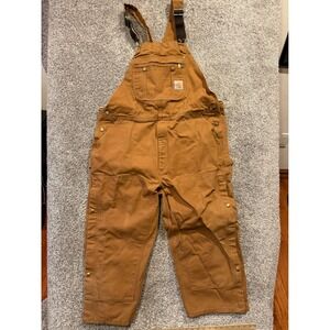 Carhartt R37-BRN Brown Cotton Canvas Workwear Overalls Bib Carpenter Pants 42x30